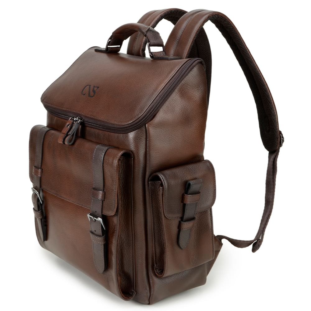 Men's Cognac Leather Backpack – CNS M187